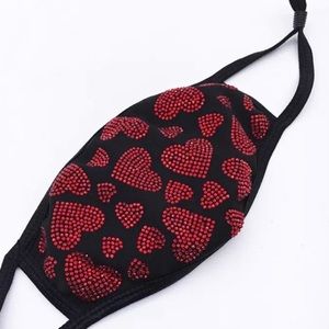 Red Heart Bling Crystal Face Mask - Filter